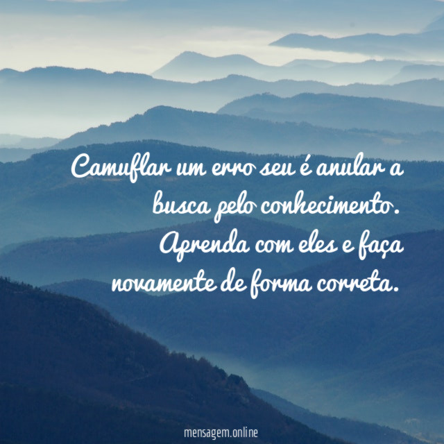 Camuflar um erro seu é anular a busca pelo conhecimento