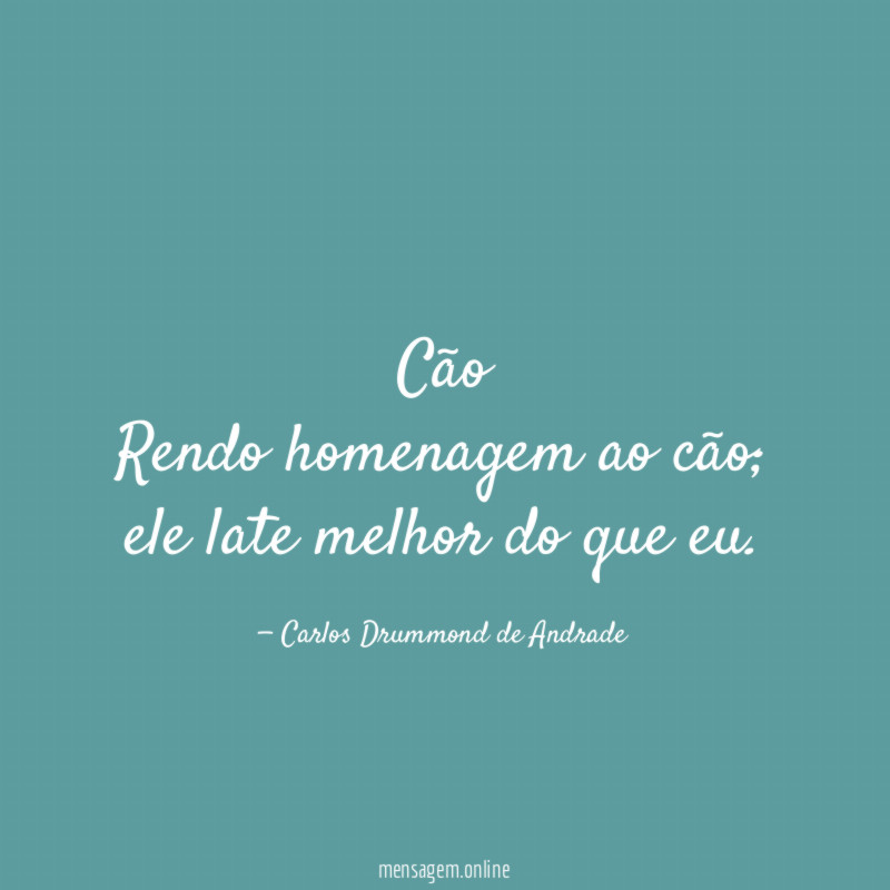 Cão
Rendo homenagem ao cão; ele late melhor do que eu.
