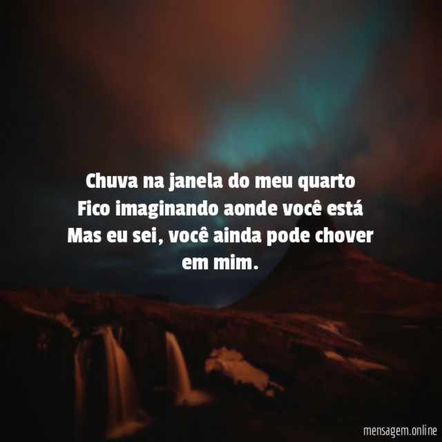 Chuva na janela do meu quarto Fico imaginando aonde