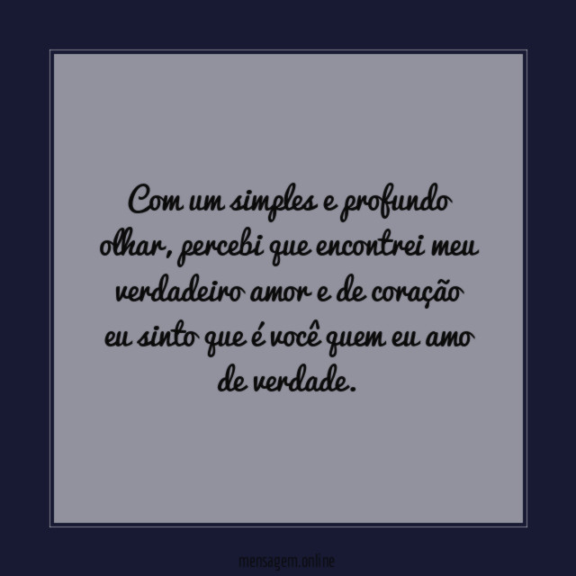 Com um simples e profundo olhar