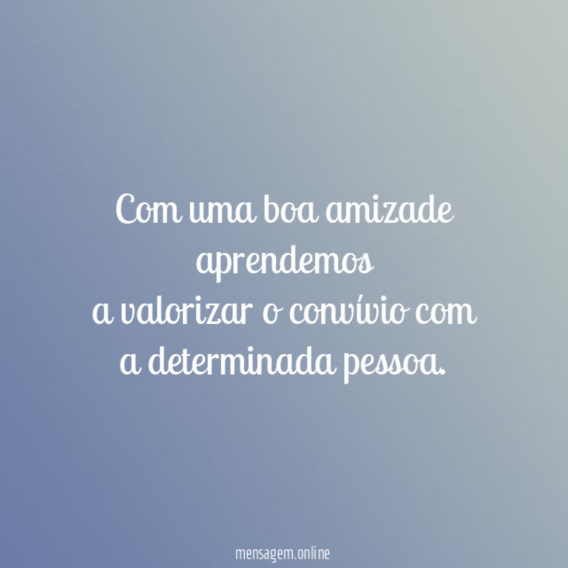 Com uma boa amizade aprendemos a valorizar o convívio com a