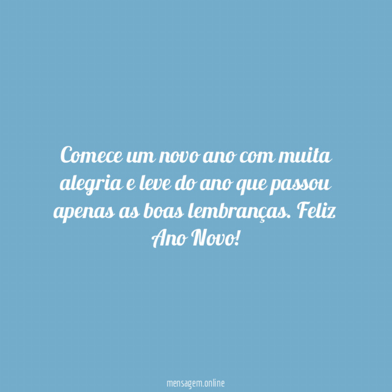 Comece um novo ano com muita alegria