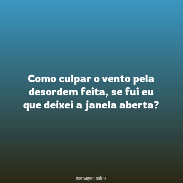Como culpar o vento pela desordem feita