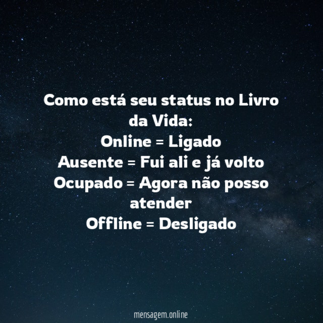 Como está seu status no Livro da Vida: