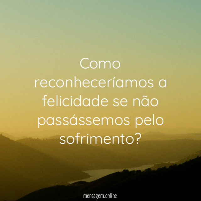 Como reconheceríamos a felicidade se não passássemos pelo sofrimento