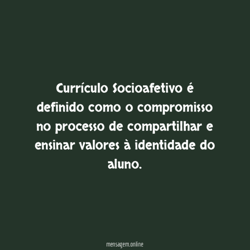Currículo Socioafetivo é definido como o compromisso no