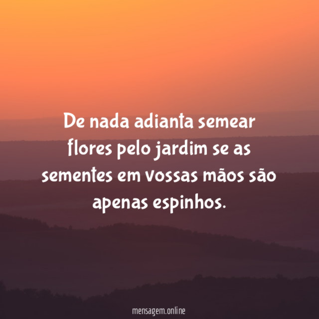 De nada adianta semear flores pelo jardim se