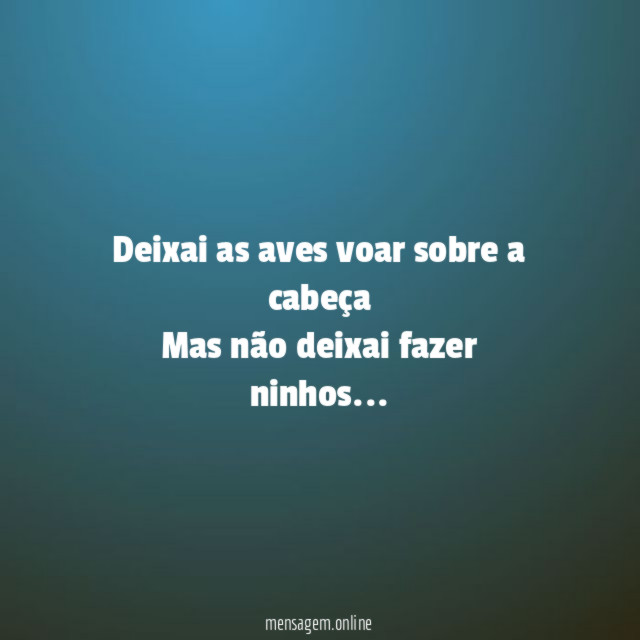 Deixai as aves voar sobre a cabeça Mas não