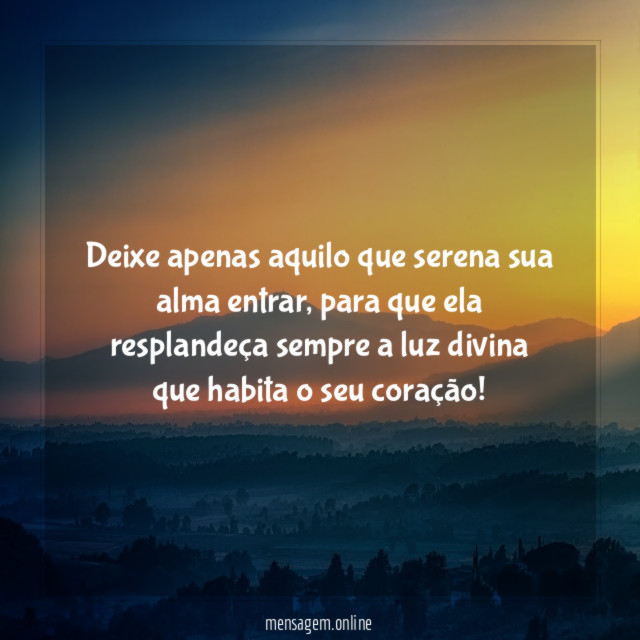 Deixe apenas aquilo que serena sua alma entrar