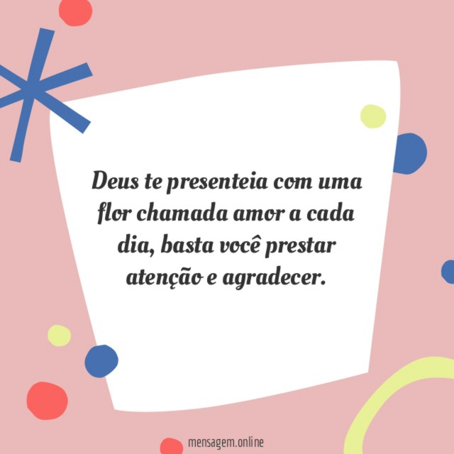 Deus te presenteia com uma flor chamada amor a cada dia