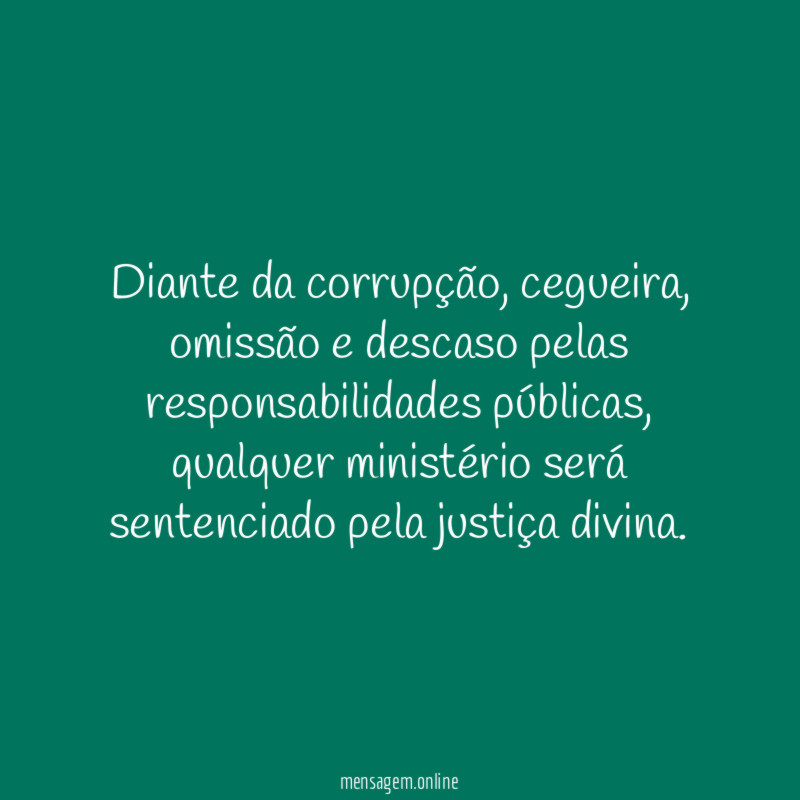 Diante da corrupção