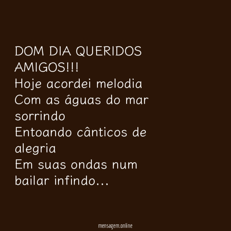 DOM DIA QUERIDOS AMIGOS!!!