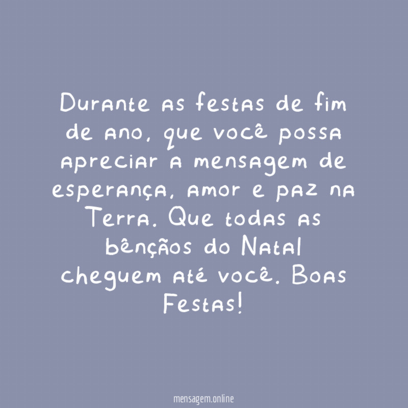 Durante as festas de fim de ano
