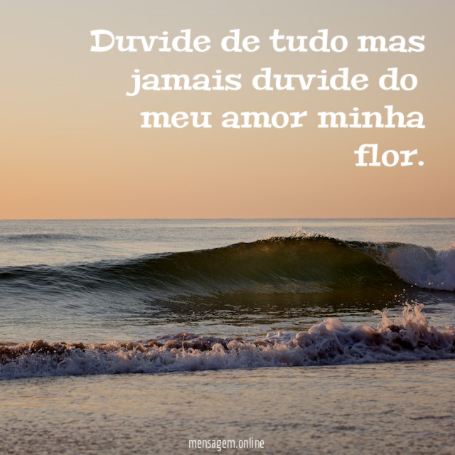 Duvide de tudo mas jamais duvide do meu amor minha flor