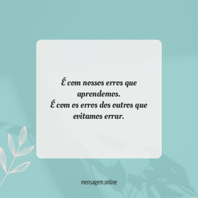 É com nossos erros que aprendemos