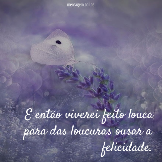 E então viverei feito louca para das loucuras ousar a felicidade