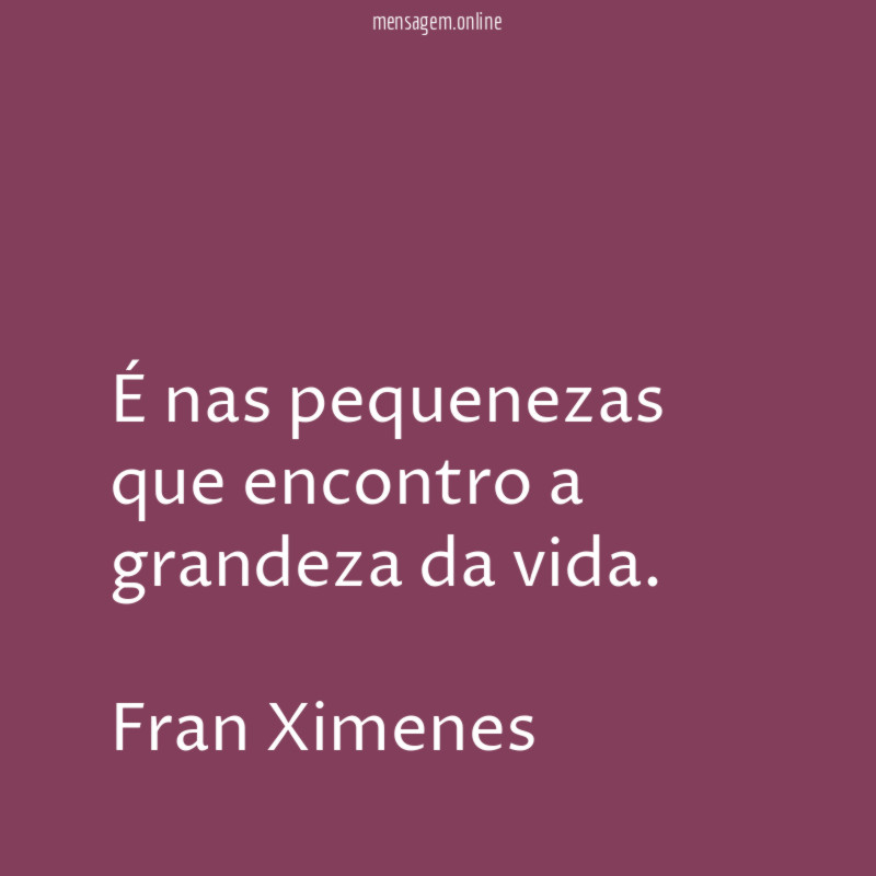 É nas pequenezas que encontro a grandeza da vida