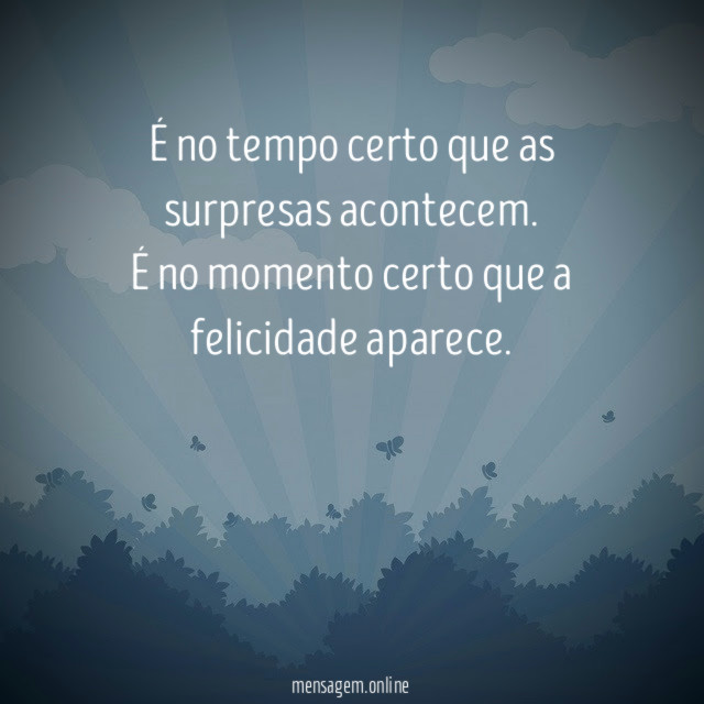 *É no tempo certo que as surpresas acontecem