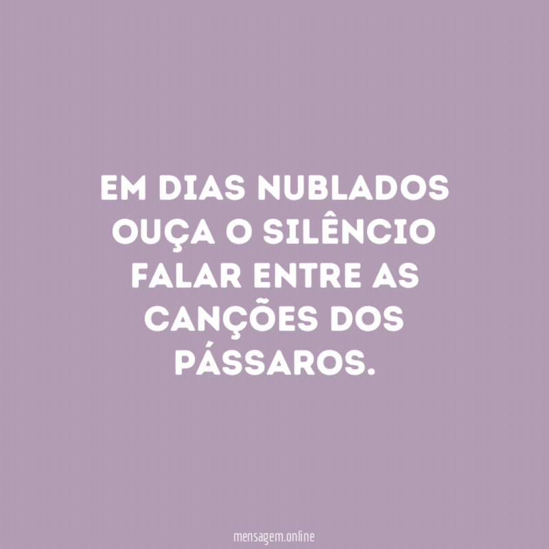 Em dias nublados ouça o silêncio falar entre