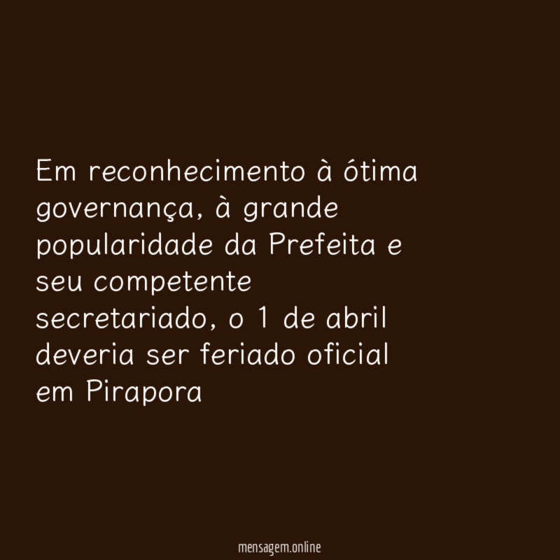 Em reconhecimento à ótima governança