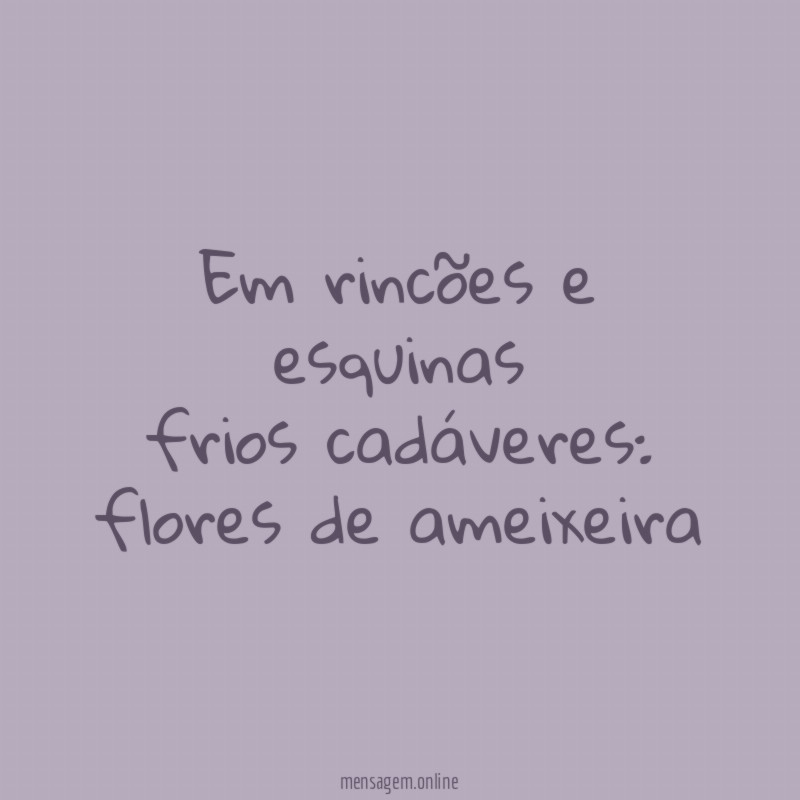 em rincões e esquinas frios cadáveres