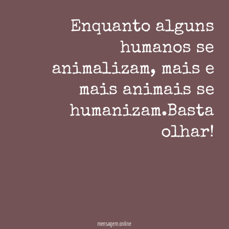 Enquanto alguns humanos se animalizam