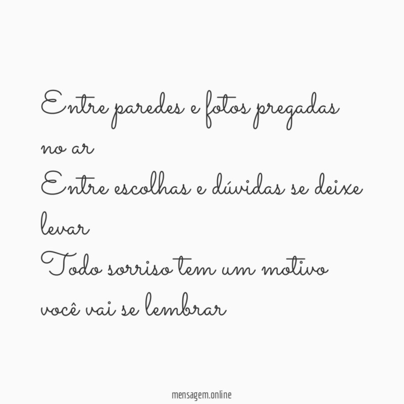 Entre paredes e fotos pregadas no ar Entre escolhas