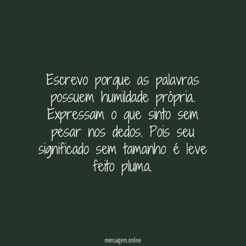 Escrevo porque as palavras possuem humildade própria