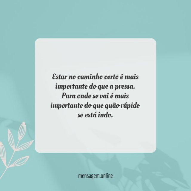 Estar no caminho certo é mais importante do que a pressa