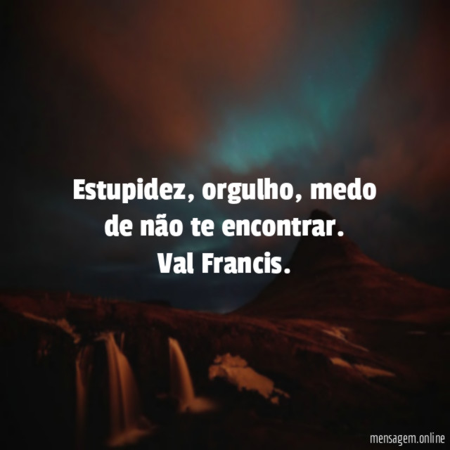 Estupidez, orgulho, medo de não te encontrar.