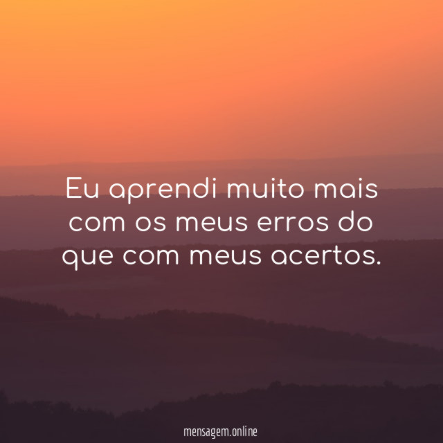Eu aprendi muito mais com os meus erros