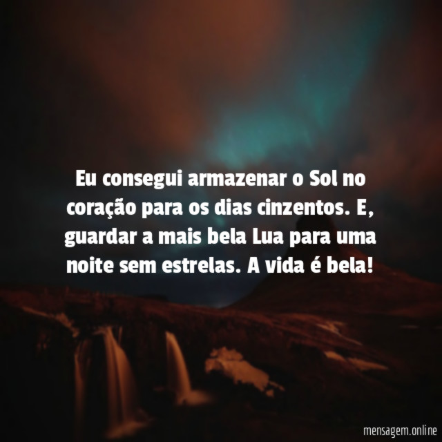 Eu consegui armazenar o Sol no coração para os dias cinzentos