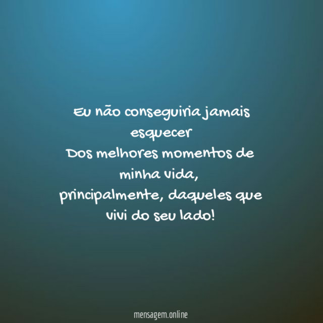 Eu não conseguiria jamais esquecer Dos melhores momentos de minha vida