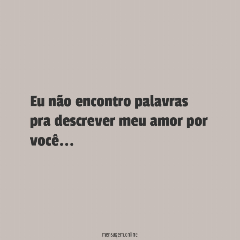 Eu não encontro palavras pra descrever meu amor por você