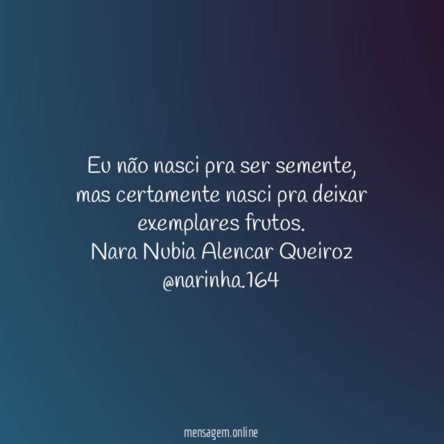 Eu não nasci pra ser semente