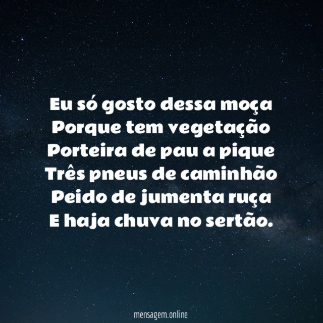 Eu só gosto dessa moça Porque tem vegetação Porteira de