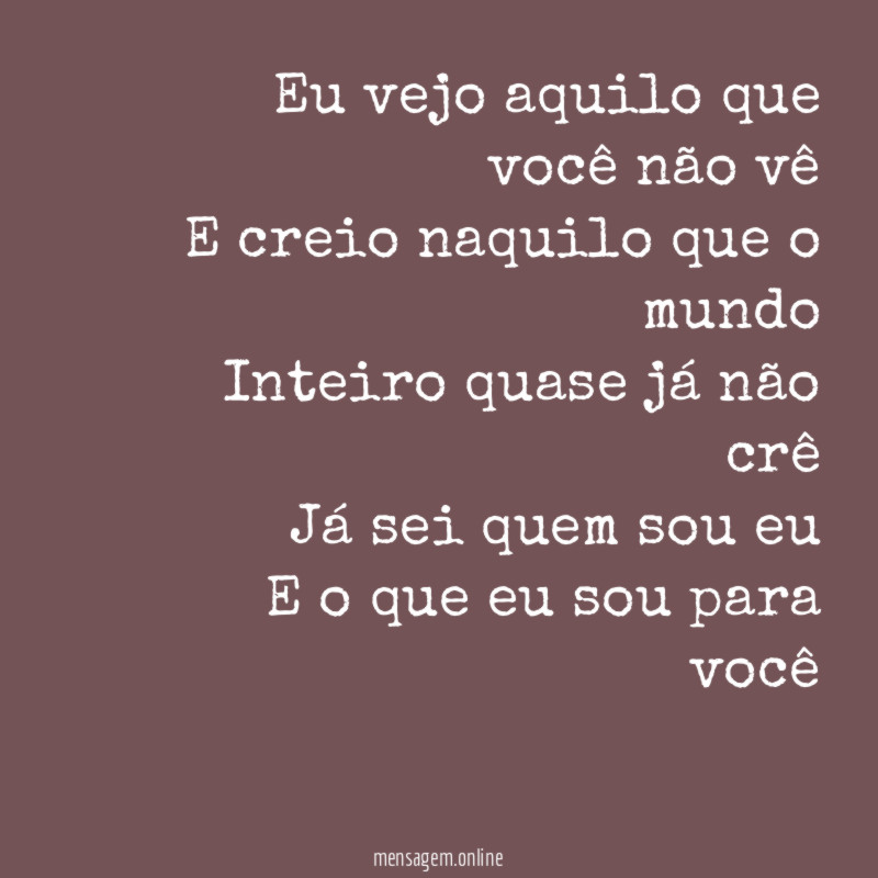 Eu vejo aquilo que você não vê E creio