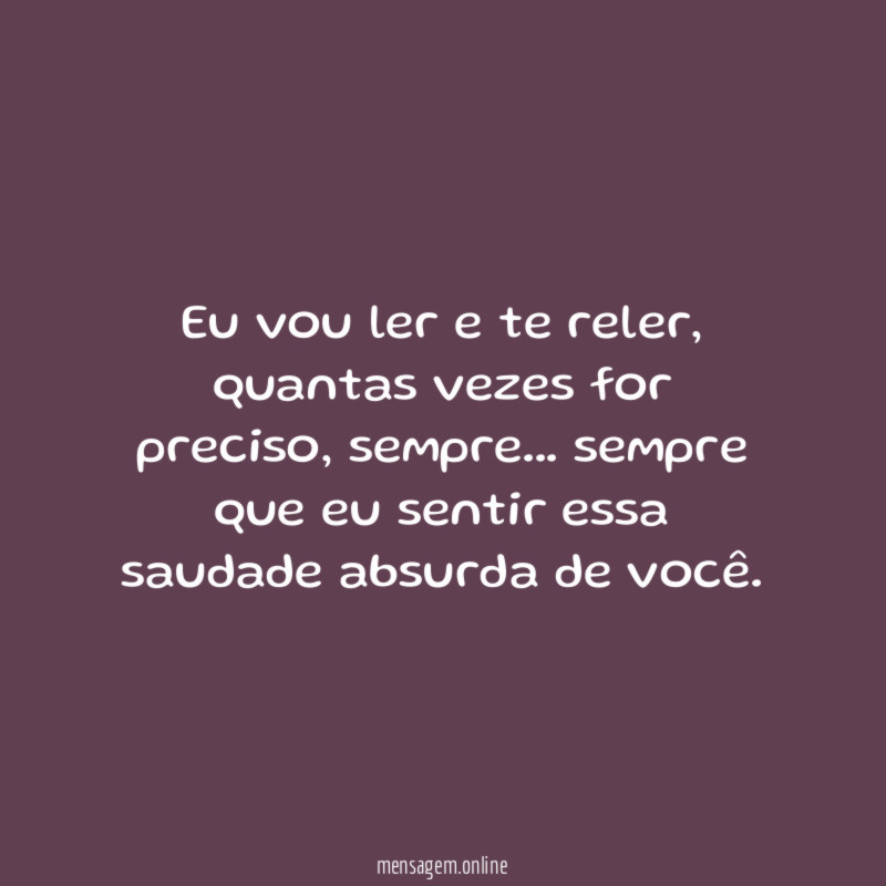 Eu vou ler e te reler