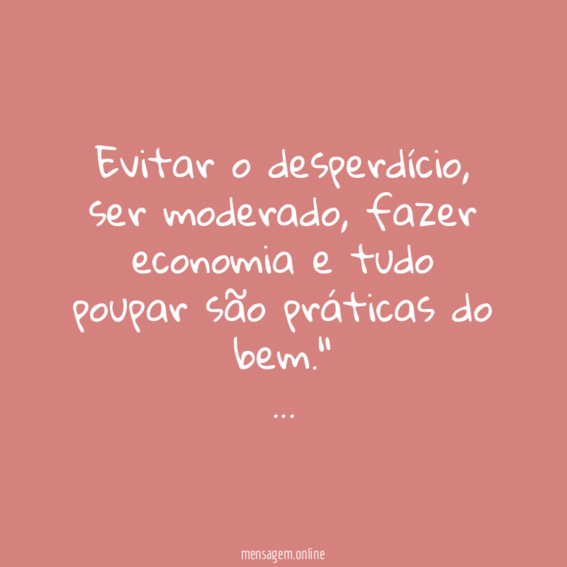 Evitar o desperdício