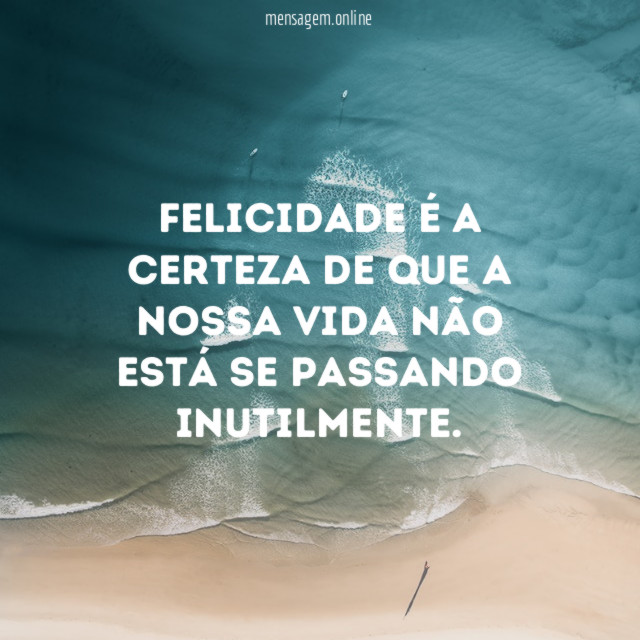 Felicidade é a certeza de que a nossa