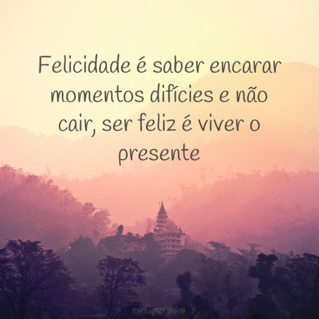 Felicidade é saber encarar momentos difícies e não cair