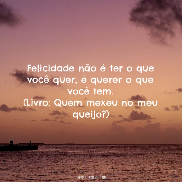 Felicidade não é ter o que você quer