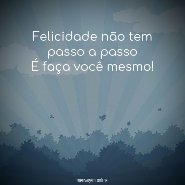 Felicidade não tem passo a passo É faça você mesmo