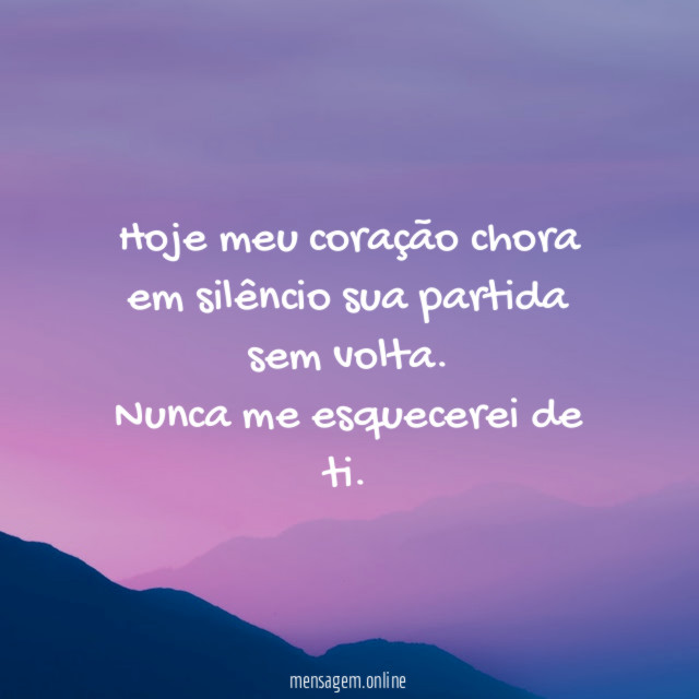 Hoje meu coração chora em silêncio sua partida sem volta