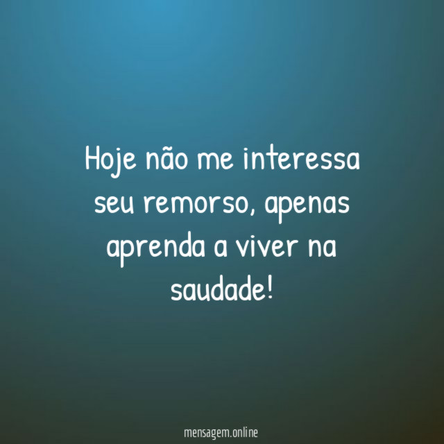 Hoje não me interessa seu remorso
