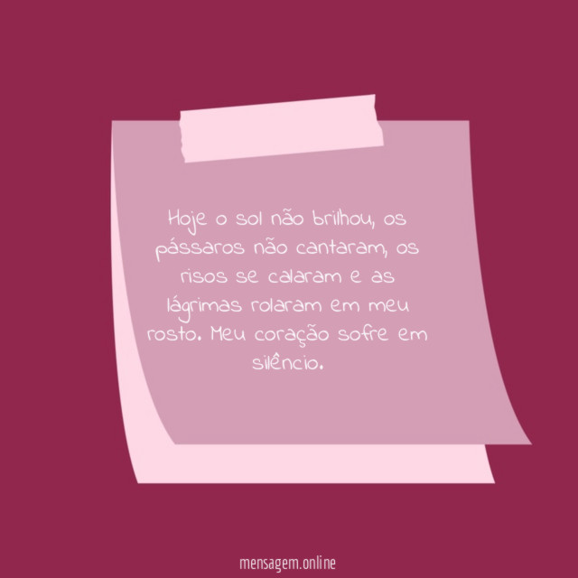 Hoje o sol não brilhou