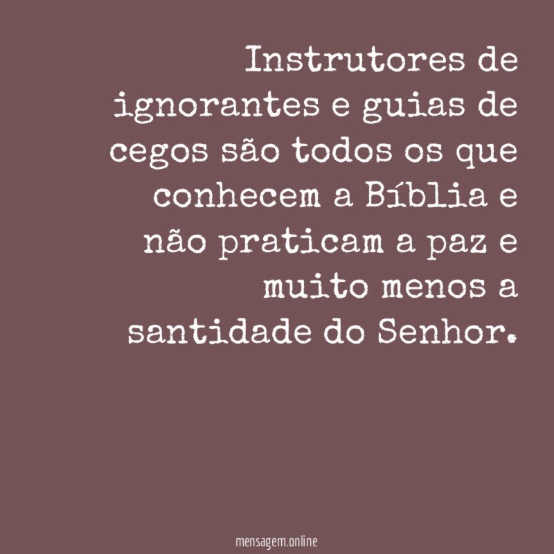 Instrutores de ignorantes e guias de cegos são