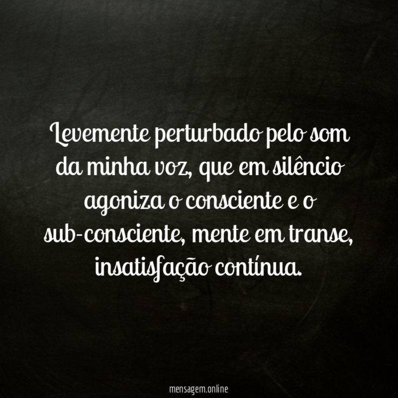 Levemente perturbado pelo som da minha voz