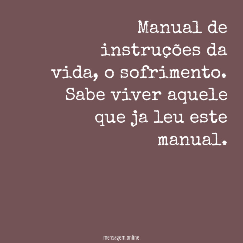 Manual de instruções da vida