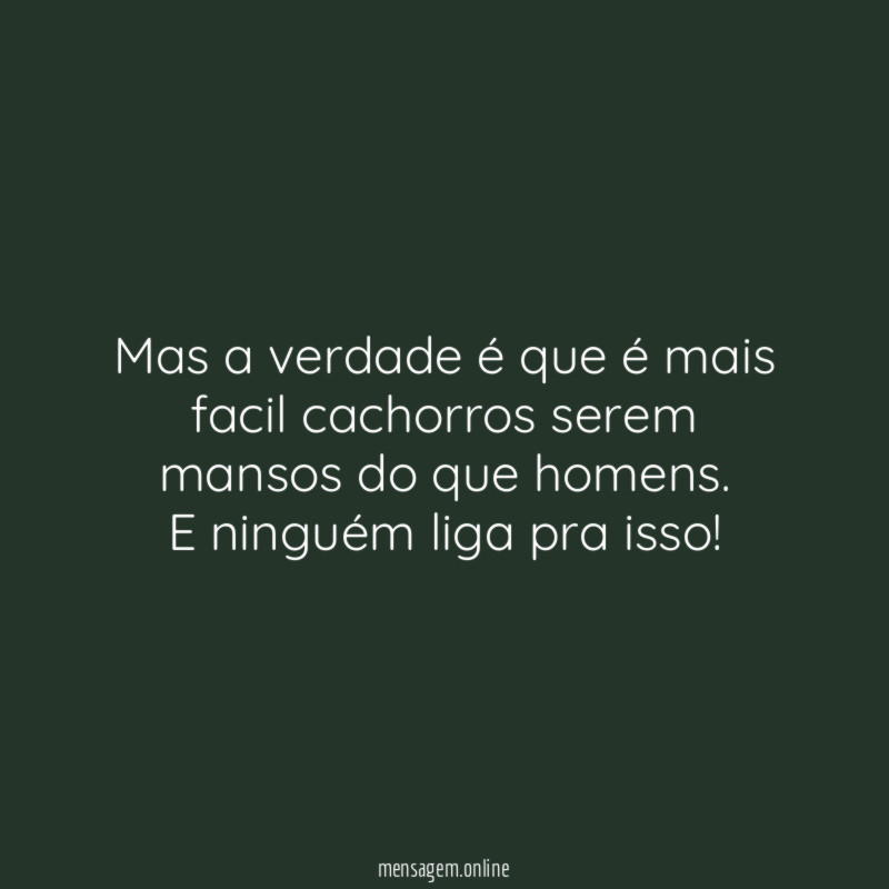 Mas a verdade é que é mais facil cachorros serem mansos do que homens